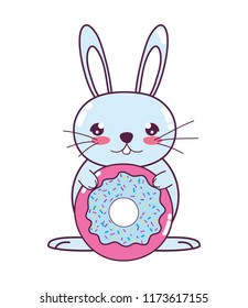 male rabbit animal with sweet donut