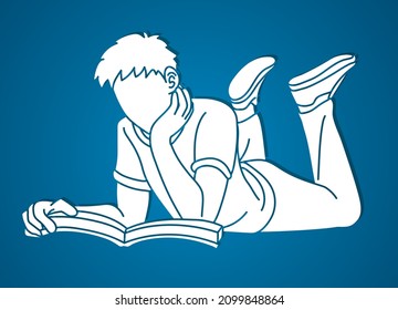 Hombre Leyendo Un Vector Gráfico De Silhouette De Libro