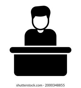 A male receptionist icon, editable vector