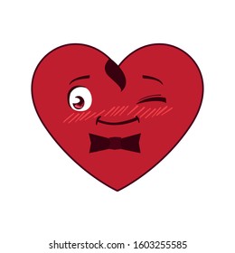 Male red heart cartoon design of love passion romantic valentines day wedding decoration and marriage theme Vector illustration