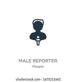 Male reporter icon vector. Trendy flat male reporter icon from people collection isolated on white background. Vector illustration can be used for web and mobile graphic design, logo, eps10