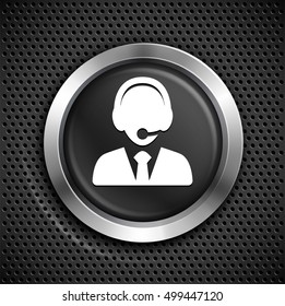 Male Representative on Black Round Button