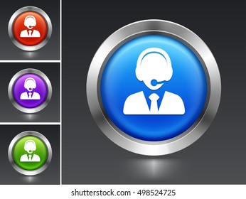 Male Representative on Blue Round Button