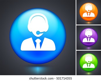Male Representative on Blue Round Button