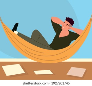 hombres descansando en hamaca procrastinando