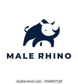 male rhino maskot clean logo design inspiration