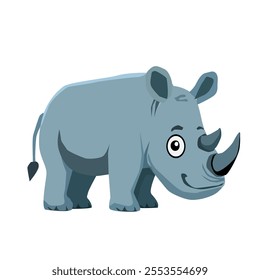 Male rhinoceros has beautiful horns.Vector illustration isolated on white background.