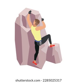 Male rock climber isometric icon 3d vector illustration