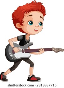 Músico masculino de rock tocando ilustración de bajo