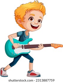 Male rock musician playing bass illustration