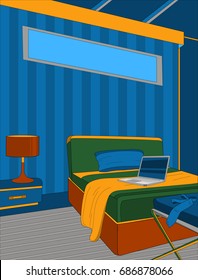 Male room, Bedroom, Bedroom interior, Cartoon room, lounge, interior Vector illustration