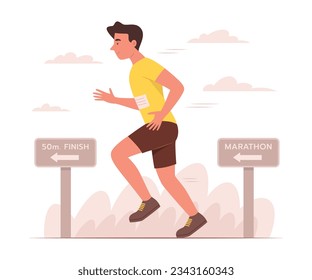 Male Runner Athlete Enjoying with Marathon Running