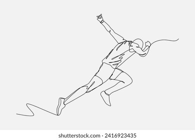 male runner athlete in single continuous line drawing style. editable stroke. vector illustration