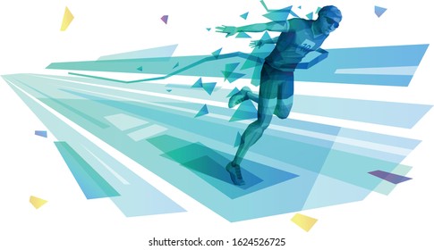 Male runner crossing the finish line