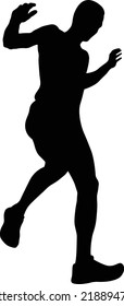 male runner running down mountain