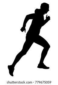 male runner running uphill in windbreaker black silhouette