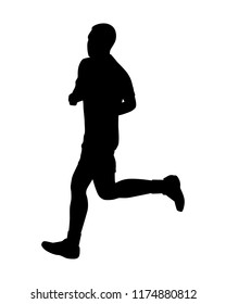 Male runner silhouette vector on white. Healthy concept.