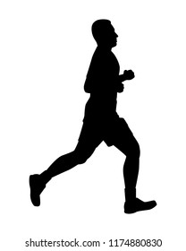 Male runner silhouette vector on white. Healthy concept.