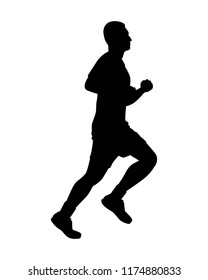 Male runner silhouette vector on white. Healthy concept.