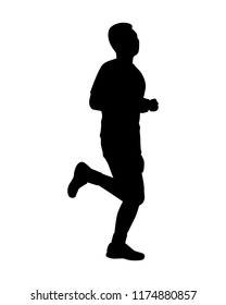Male runner silhouette vector on white. Healthy concept.