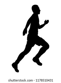 Male runner silhouette vector on white. Healthy concept.