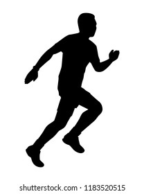 Male runner silhouette vector on white. Healthy concept.
