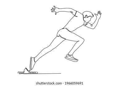 Male runner start to sprint - continuous one line drawing