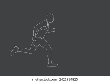 Male runner. Vector isolated line drawing of a male runner.