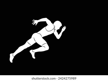Male runner. Vector male runner isolated on black background.