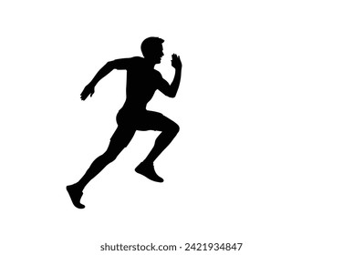 Male runner. Vector isolated male runner silhouette.