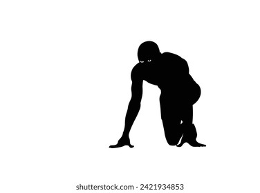 Male runner. Vector isolated male runner silhouette. white background