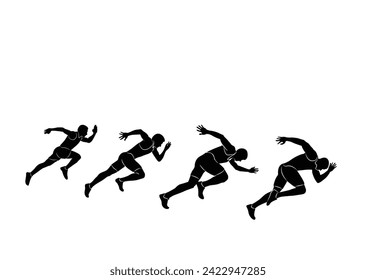 Male runner. Vector isolated male runner silhouette. white background