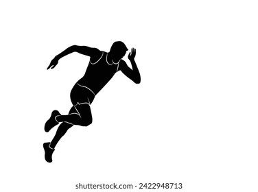 Male runner. Vector isolated male runner silhouette. white background