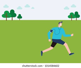 male running athlete.
man trail runner sprinting for success goals and healthy lifestyle in nature landscape.
fit male fitness model running at fast speed.
vector illustration
