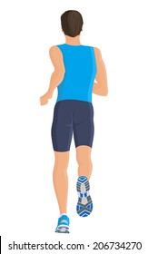 Male running full length body of healthy lifestyle isolated on white background vector illustration