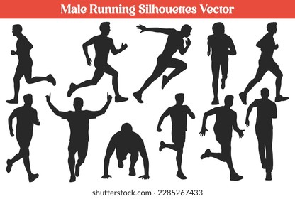 Male Running Silhouettes Vector Collection