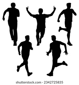 Male Running Silhouettes Vector Collection
