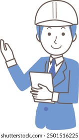 Male salesman wearing a helmet