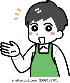 Male salesperson explaining with a smile
