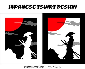 male samurai, silhouette japan samurai vector for design t shirt concept, Japanese t-shirt design, samurai vector illustration, silhouette samurai