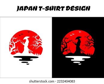 male samurai, silhouette japan samurai vector for design t shirt concept, Japanese t-shirt design, samurai vector illustration, silhouette samurai, japanese theme design