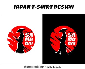male samurai, silhouette japan samurai vector for design t shirt concept, japanese theme design, Japanese t-shirt design, samurai vector illustration, silhouette samurai