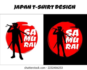 male samurai, silhouette japan samurai vector for design t shirt concept, Japanese t-shirt design, samurai vector illustration, japanese theme design, silhouette samurai