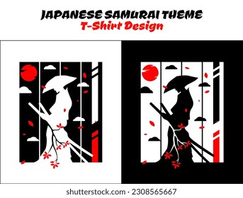male samurai, silhouette japan samurai vector for design t shirt concept, Japanese t-shirt design, silhouette samurai vector illustration
