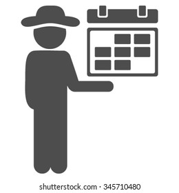 Male Schedule vector icon. Style is flat symbol, gray color, rounded angles, white background.