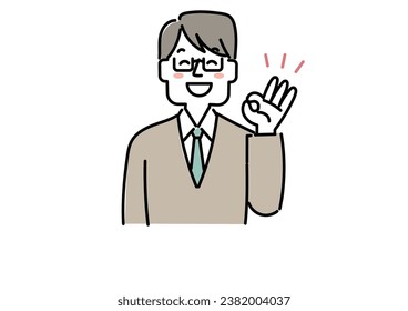 Male school teacher giving a good sign