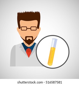 male scientist laboratory icon test tube vector illustration eps 10