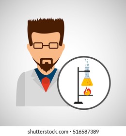 male scientist laboratory processing icon vector illustration eps 10