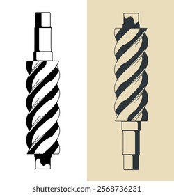 Male screw of a rotary screw compressor illustrations