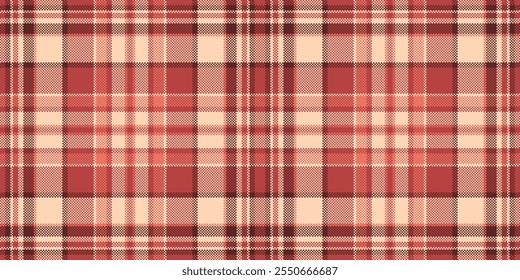 Male seamless vector pattern, plain check tartan texture. Other background fabric textile plaid in red and peach puff colors palette.